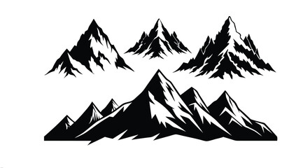 set of mountains collection of vector silhouette illustration