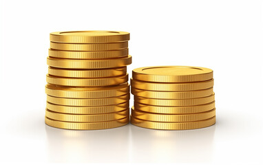 gold coin stack icon 3d realistic isolated on white background