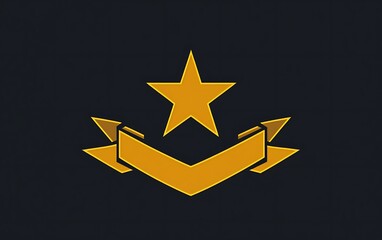 Obraz premium Gold star emblem on dark background. Graphic design element. Potential use Website icon, app logo, or digital art