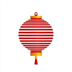 Obraz premium Red and White Striped Chinese Lantern with Gold Accents