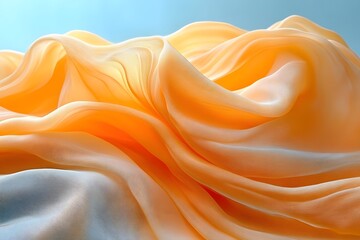 Obraz premium Abstract Waves of Soft Orange and Blue Fabric Flowing in Harmony