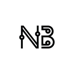 NB monogram logo design letter text name symbol monochrome logotype alphabet character simple logo