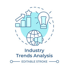 Industry trends analysis soft blue concept icon. Internet, communication. Social media. Round shape line illustration. Abstract idea. Graphic design. Easy to use in infographic, presentation