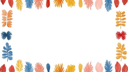 Vibrant botanical border with colorful leaves