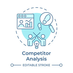 Competitor analysis soft blue concept icon. Swot research. Business, statistics. Round shape line illustration. Abstract idea. Graphic design. Easy to use in infographic, presentation