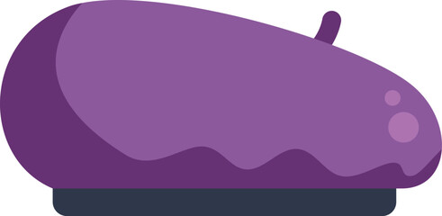 Purple french beret laying flat, bringing parisian style to mind