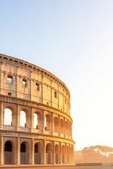 Majestic ancient architecture illuminated by warm sunset glow, e