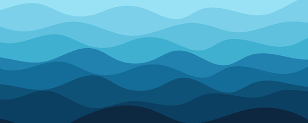 Blue Ocean Waves Abstract Background with Gradient Colors