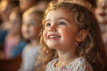 Obraz premium Singing during Sunday school. Generative Ai