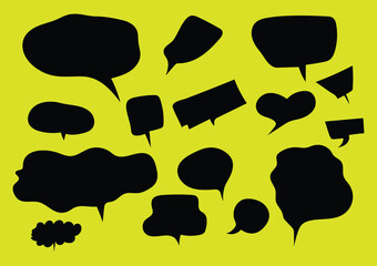 Cute handwritten black speech bubble on a yellow background. For cover book, business, card, web, and poster.