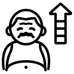 기분 좋은 할아버지와 상승 화살표 아이콘 