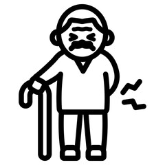 허리 통증을 느끼는 할아버지 아이콘