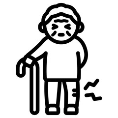 무릎 통증을 느끼는 할머니 아이콘