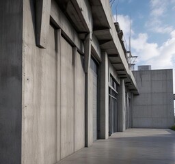 Close up of concrete and steel structure of a commercial building, urban, office, structure