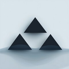 Abstract graphic design, three overlapping triangles, light background. Possible use Website background, presentation slide, digital art