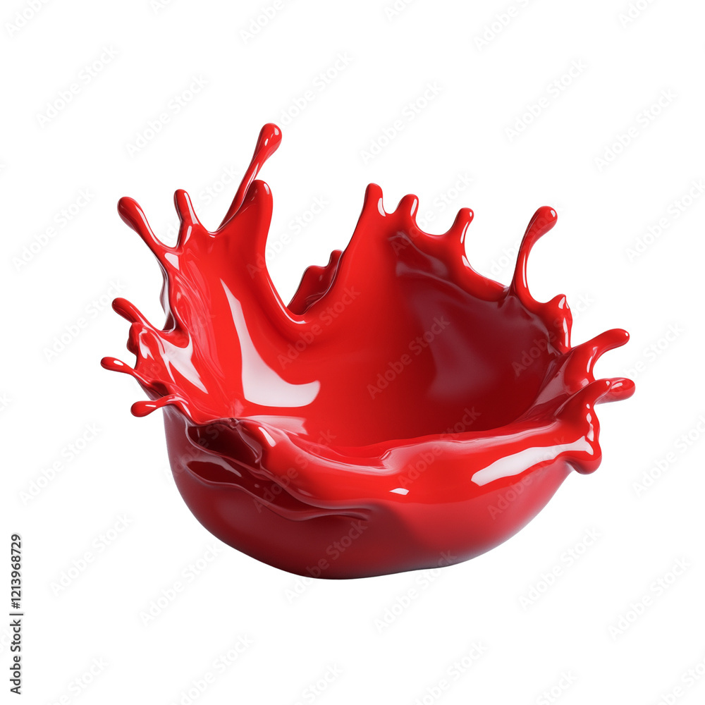 Poster A vibrant red liquid creates a dynamic circular splash against a black backdrop showcasing its glossy texture and fluid motion.