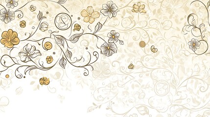 Elegant Floral Design with Swirling Vines and Flowers