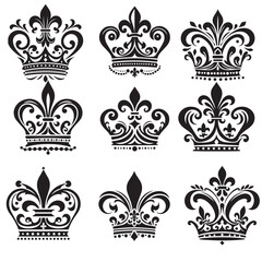 Luxurious And Royal Crown Silhouette Vector 