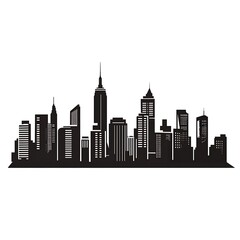 New York City Skyline Silhouette, Urban Cityscape, Simple Graphic Design, for Background or Wall Art