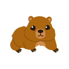 Groundhog Day. Cute Marmot. Groundhog. Spring is on the way! Marmot . Vector illustration, banner design with funny character isolated on white background. Flat design.
