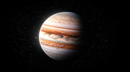 Jupiter, gas giant, space, cosmic background, science illustration