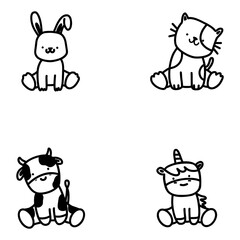 cute baby wildlife charm animal logo collection