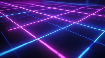 Retro neon grid, glowing lines, dark background, digital art, website banner