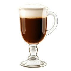 Elegant Irish Coffee Glass on transparent background.