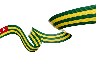 3d Flag Of Togo 3d Shiny Waving Togo Ribbon Flag Isolated On White Background 3d Illustration