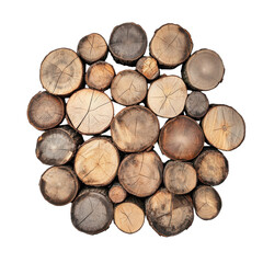 Rustic Firewood Stack Background on transparent background.
