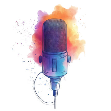 watercolor microphone recording studio equipment clip art preview