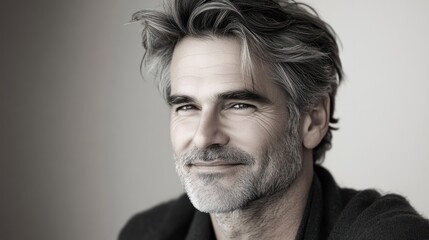 Mature Man Portrait Showing Graying Hair and Beard