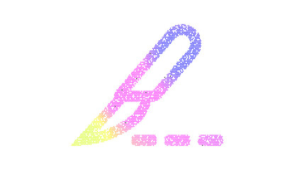 Icon scalpel path is made up of LED square shapes. There are bright diodes and there are black dead diodes