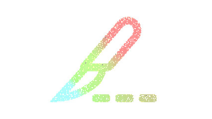 Icon scalpel path is made up of LED square shapes. There are bright diodes and there are black dead diodes