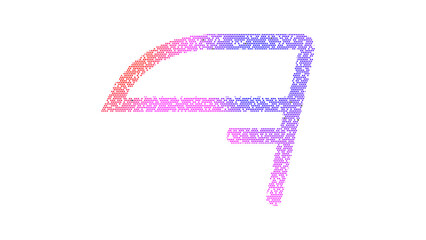 Icon scythe is made up of LED square shapes. There are bright diodes and there are black dead diodes