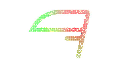 Icon scythe is made up of LED square shapes. There are bright diodes and there are black dead diodes