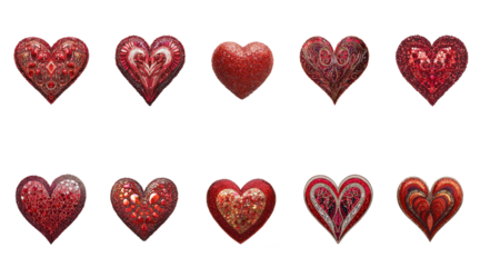 Red Glittering Heart Set