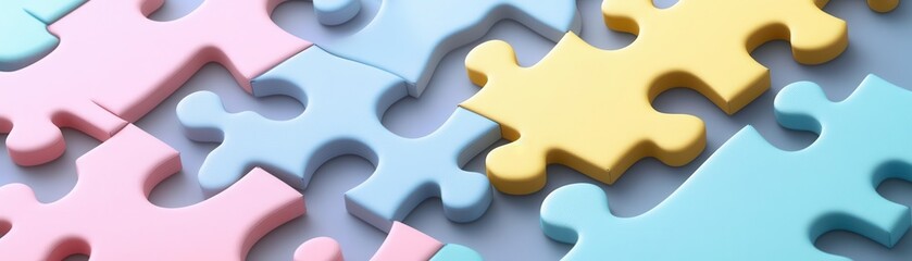 Obraz premium jigsaw puzzle flat design front view problem-solving theme animation colored pastel