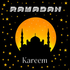 Ramadan background, mosque silhouette illustration, black color vector 