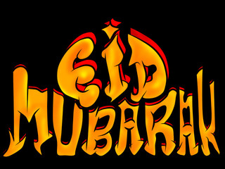 Ramadan background, Text eid mubarak, Hand lettering, calligraphy vector 