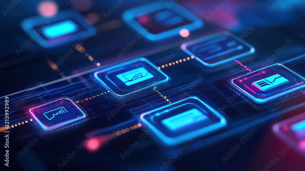 Poster Abstract Digital Interface Showing Data Network Connections