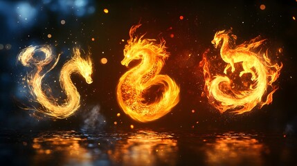 Fire element symbols with Aries Leo and Sagittarius