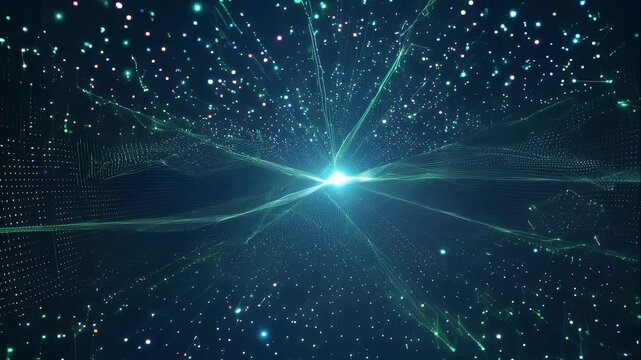 dynamic matrix of glowing dots pulsating and shifting, visualizing neural network