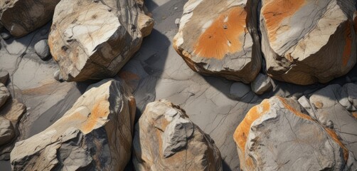 Fossilized rock background with orange and grey shades, natural, ancient, brown
