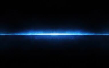 Abstract Blue Light Beam on Black Background, Dark Futuristic Technology Design.