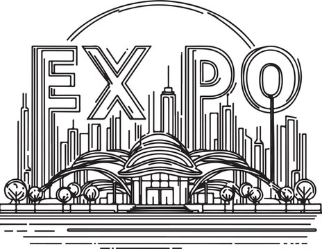 Character Expo in one line in art style generated in AI
