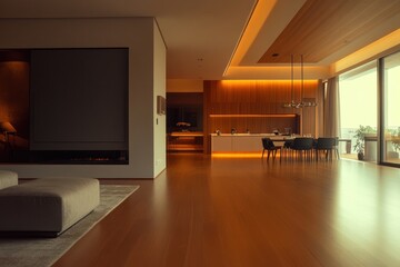 Modern Apartment Living Room Design With Wooden Accents