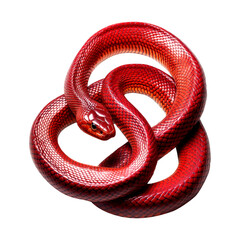 Fototapeta premium A coiled red snake with intricate textures and vibrant scales, isolated on white transparent background, reptiles or wildlife, symbolizing Chinese Lunar New year