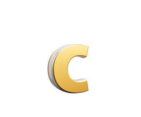 Shiny Golden Small Letter c Gleams With Its Sleek Modern Design With Sharp Edges 3D Illustration