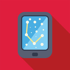 Astronomy app displaying ursa minor constellation on smartphone screen, stars and lines connecting them, red background